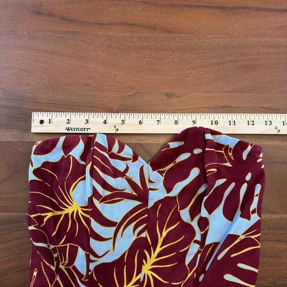 H&M Conscious Red Blue Floral Strapless Sweetheart Neckline Zip Jumpsuit Size 2 - Picture 11 of 13